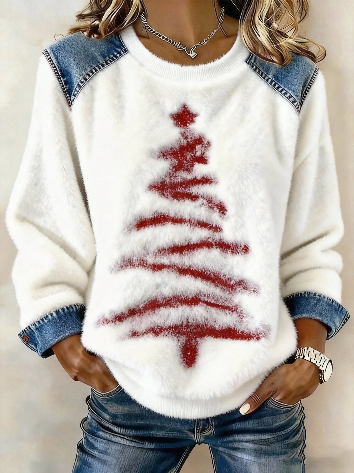 Women's Christmas Patchwork Casual Sweatshirt