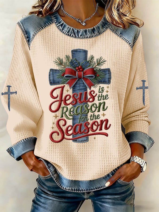 Women's casual Christmas Jesus seasonal sweatshirt