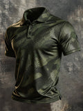 Men's Retro Color-Block Camouflage Short-Sleeve Polo Shirt