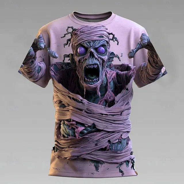 Men's Halloween Optical Illusion Zombies 3d Short Sleeve T-shirt