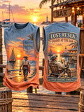 Lost at Sea, Found at the Bar Pirate Sunset Vintage Sleeveless Shirt