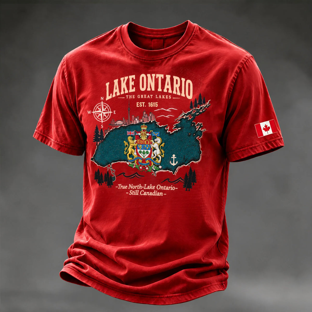 Men's Retro Lake Ontario Still Canadian Printed T-shirt
