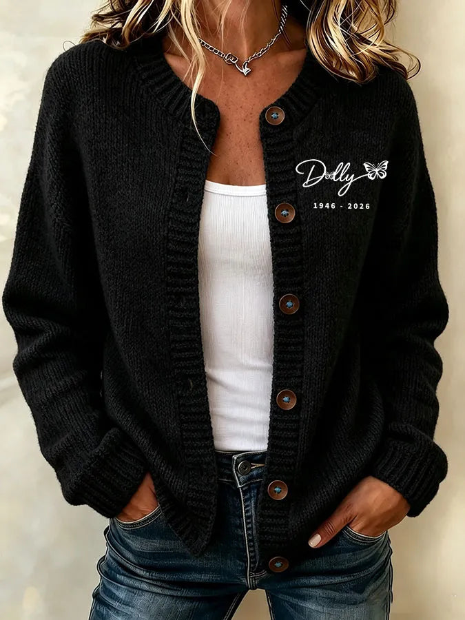 Women'S Commemorative Printed Knitted Cardigan