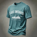 Men's Retro Lake Ontario Printed Casual Crew Neck T-shirt