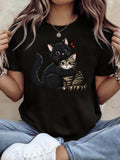 Cute Hugging Cats Printed T-Shirt