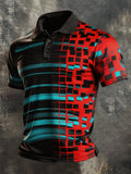 Men's Retro Color-Block Short-Sleeve Polo Shirt