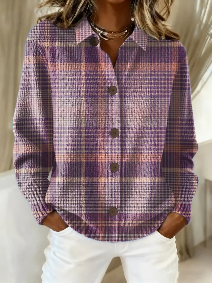 Women's Purple Striped Art Print Top