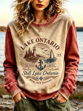 Women's Retro Lake Ontario Print Sweatshirt