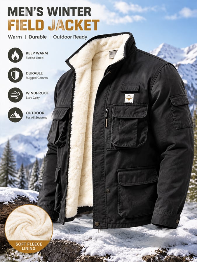 Men's Vintage Cotton Thermal Multi-Pocket Outdoor Jacket