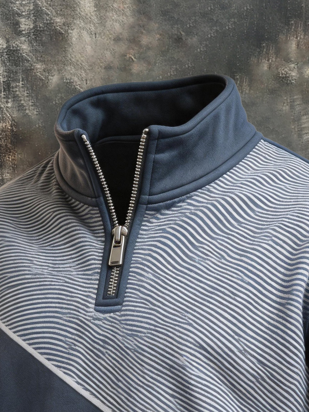 Men's Retro Color-Block Half-Zip Sweatshirt with Pockets