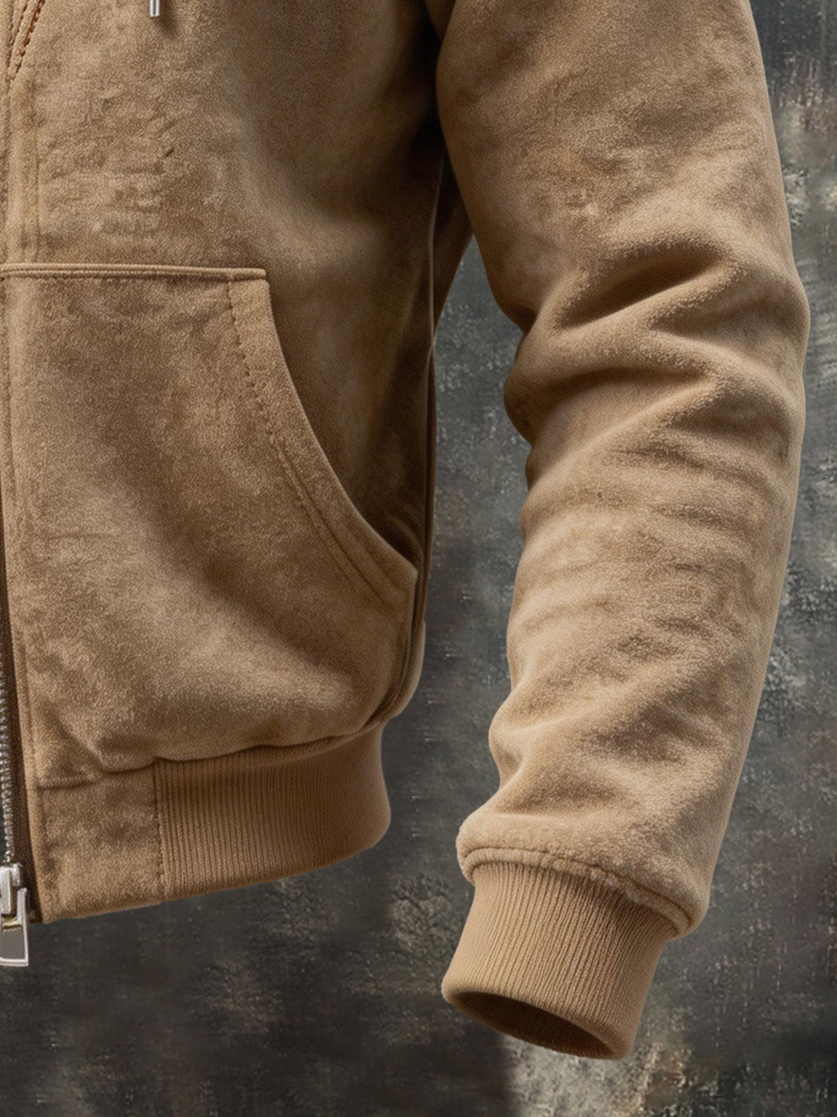 Men’s Vintage-Style Leather-Paneled Hooded Jacket