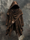 Men's Vintage-Style Distressed Print Thermal Cape/Cloak