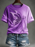 Women's "Purple Awareness Ribbon & Butterfly Wing" Gradient T-Shirt