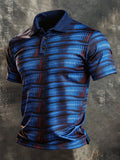 Men's Retro Color-Block Short-Sleeve Polo Shirt