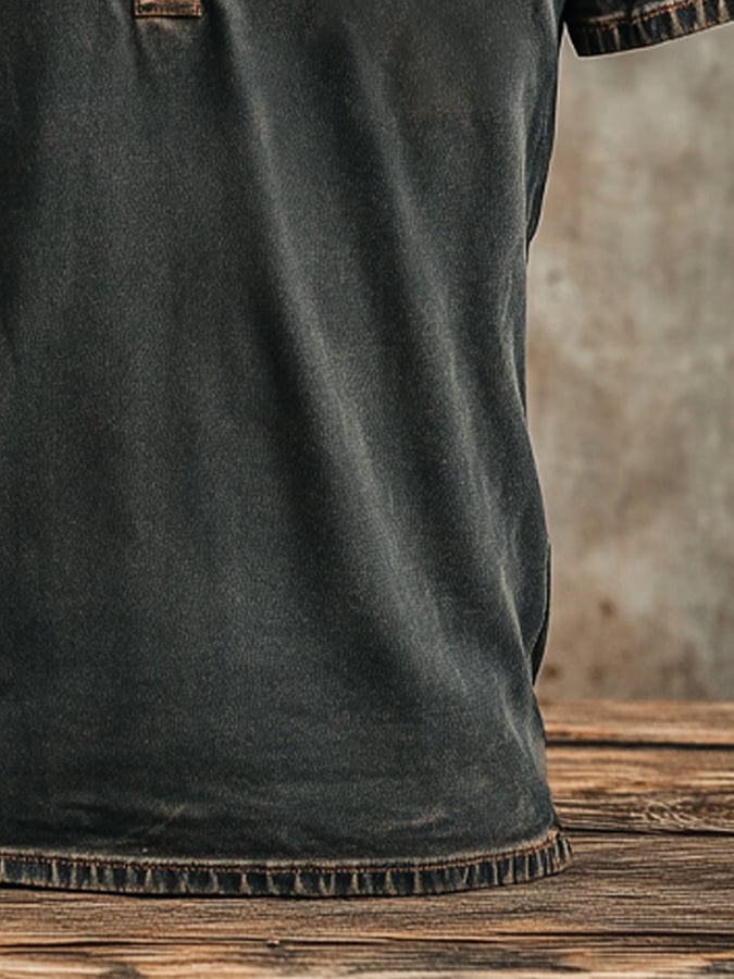 Fashionable, breathable, lightweight, stretchy Henley T-shirt for men