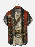 Moisture-Wicking  Fun Pirate Chest Pocket Hawaiian Shirt