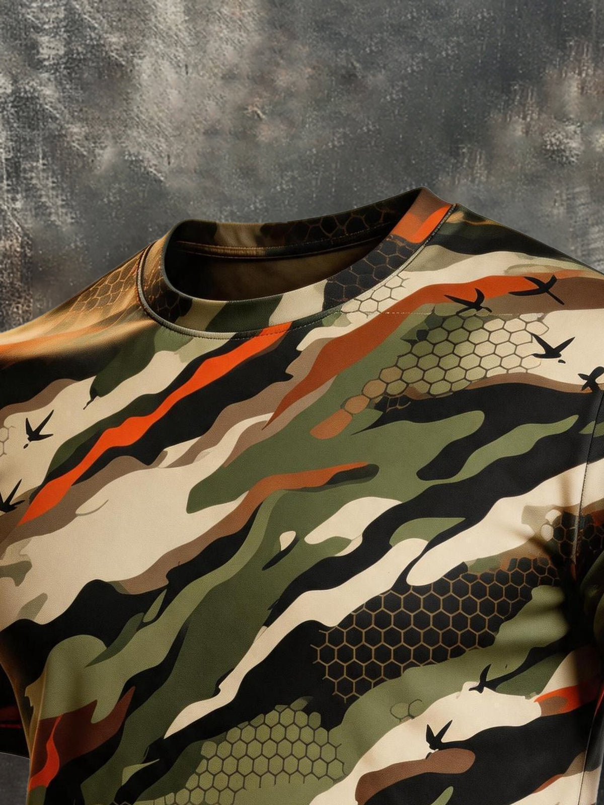 Men's Retro Color-Block Crew-Neck Short-Sleeve T-Shirt
