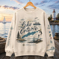 Retro Coast Lighthouse Lake Ontario Nautical Style Crew Neck Sweatshirt