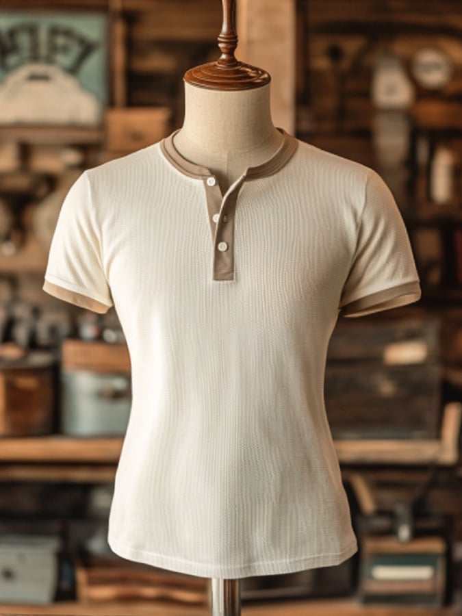 Men's waffle henley short sleeve t-shirt