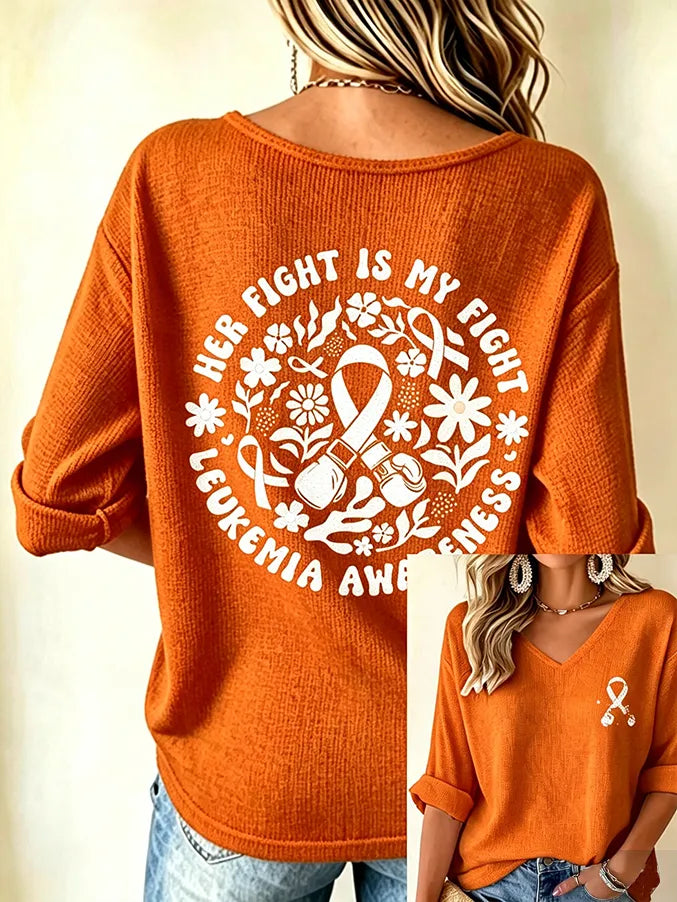 Women's Leukemia Awareness V-neck T-shirt