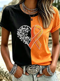 Women's Leukemia Awareness Print Casual T-Shirt
