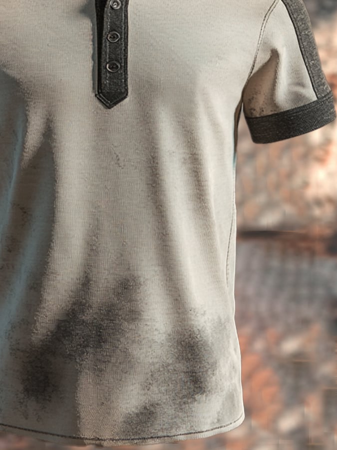 Men's casual waffle henley t-shirt, short sleeve