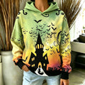 Women's Retro Halloween Themed Print Casual Warm Hooded Sweater