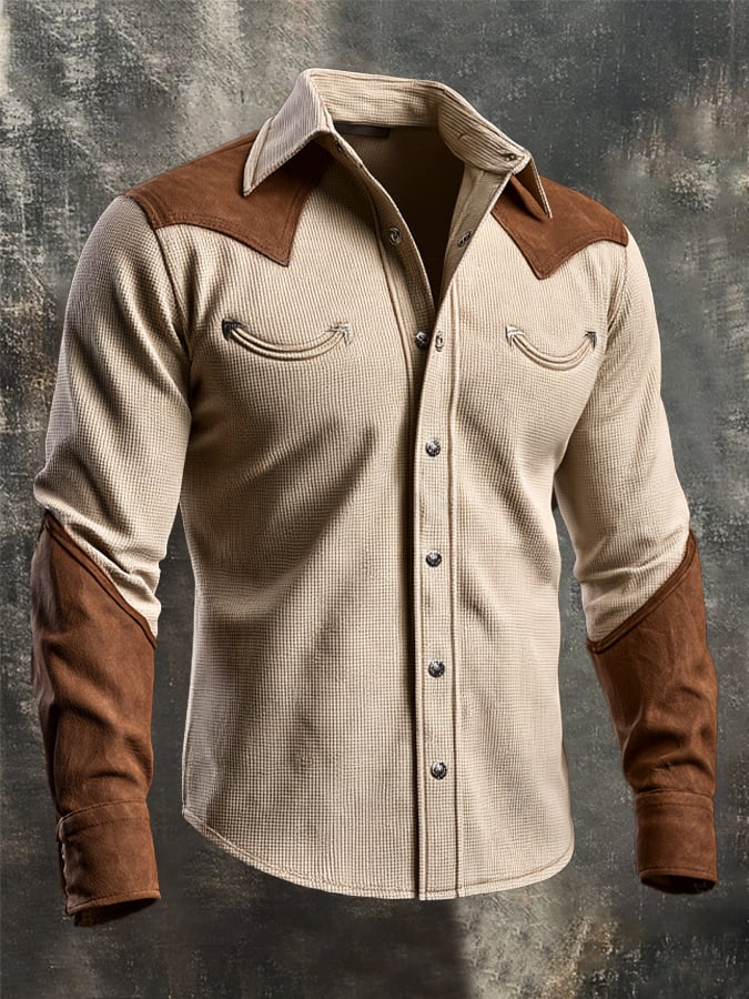 Men's Vintage Waffle-Knit Western Shirt