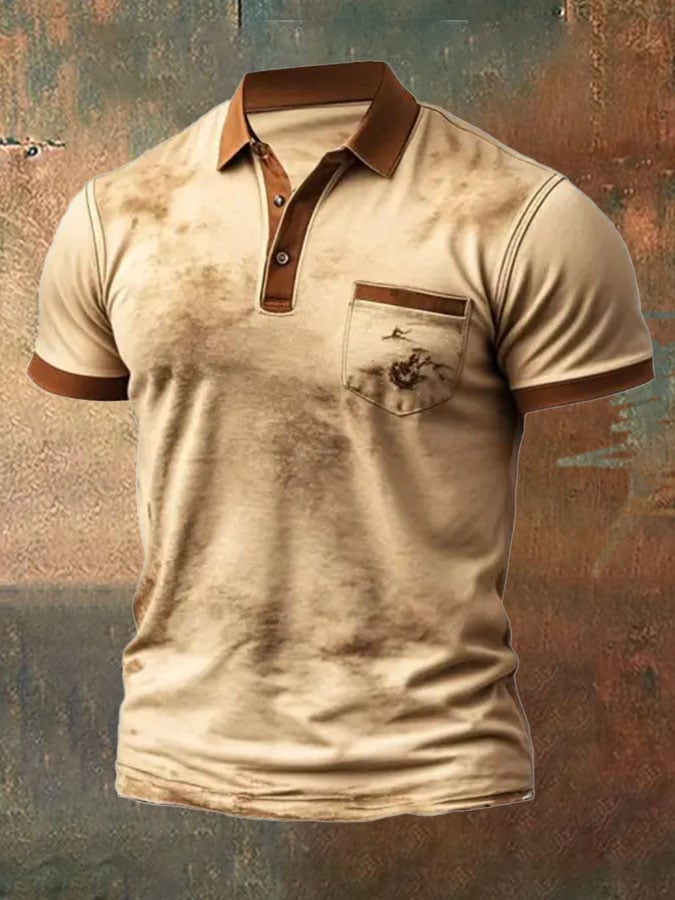 Classic casual retro short sleeve polo shirt for men