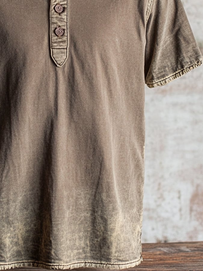 Fashionable, breathable, lightweight, stretchy Henley T-shirt for men