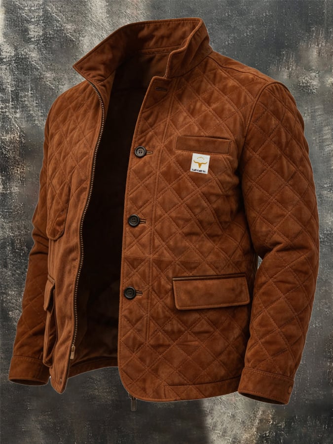 Men's Vintage-Style Quilted Outdoor Jacket