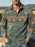 Men'S Western-Style Printed Long-Sleeve Shirt