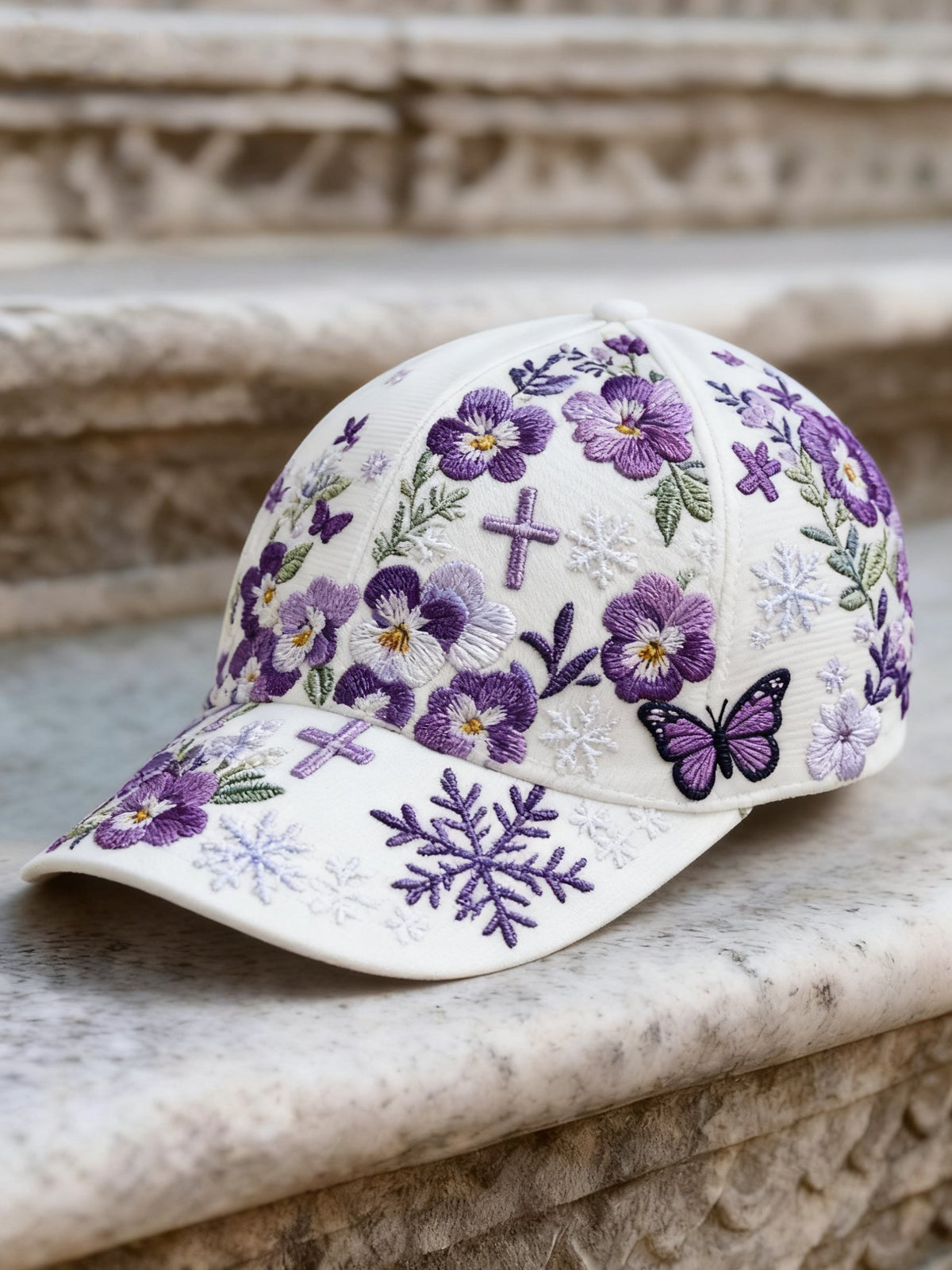 Women's Retro Bohemian Faith  Flower and Gnome Print Casual Hat