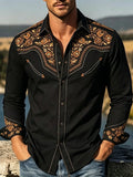 Men'S Western-Style Printed Long-Sleeve Shirt