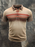 Men's casual short-sleeved polo shirt in retro color block style