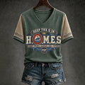 Women’s Vintage Lake Ontario Print V Neck Casual T-shirt