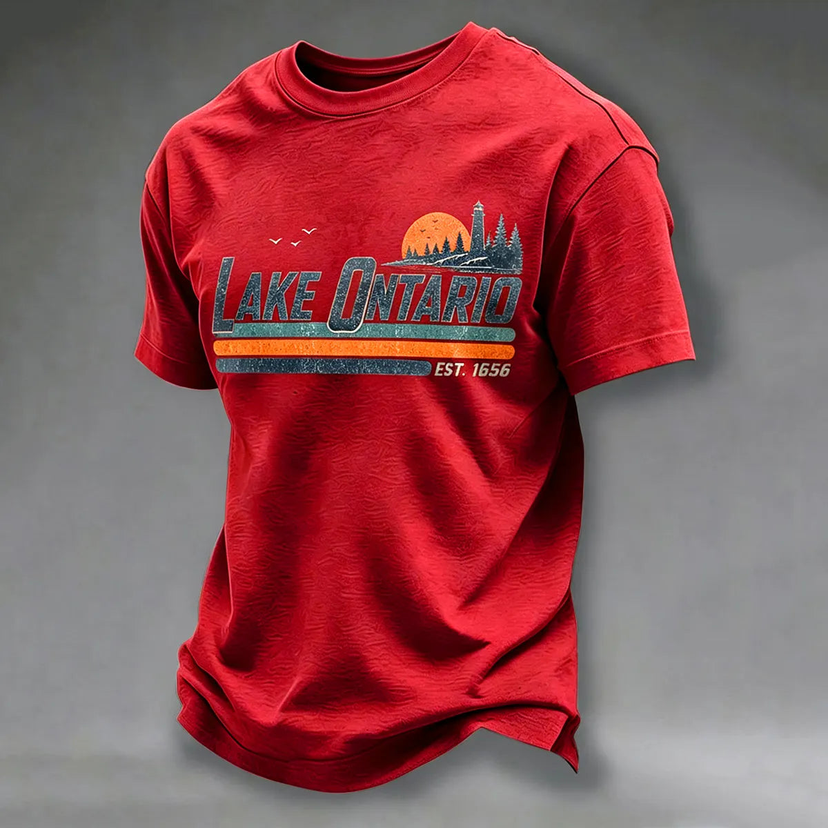 Men's Ontario Lake Printed Casual T-shirt