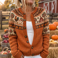 Women's Vintage Autumn Farm Animal Print Casual Knit Cardigan