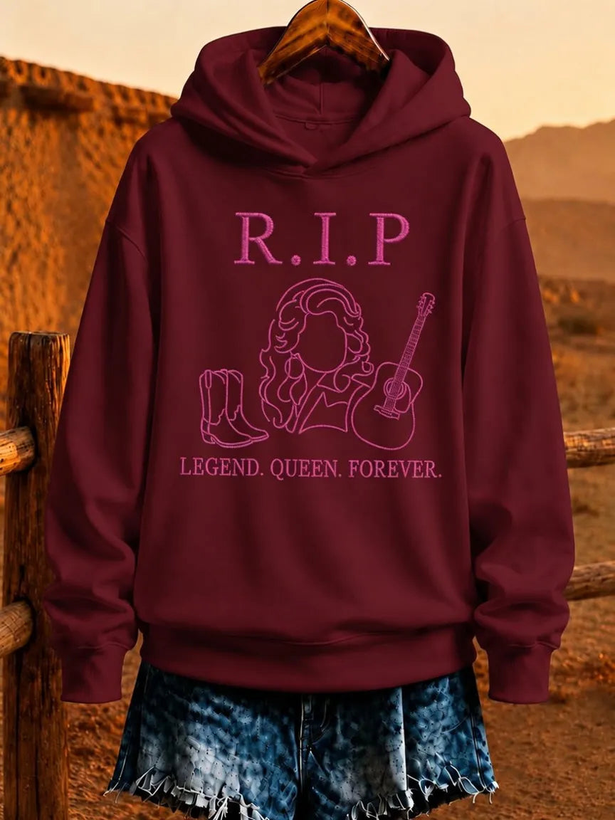Women'S Rural Queen Commemorative Printed Long Sleeve Hoodie