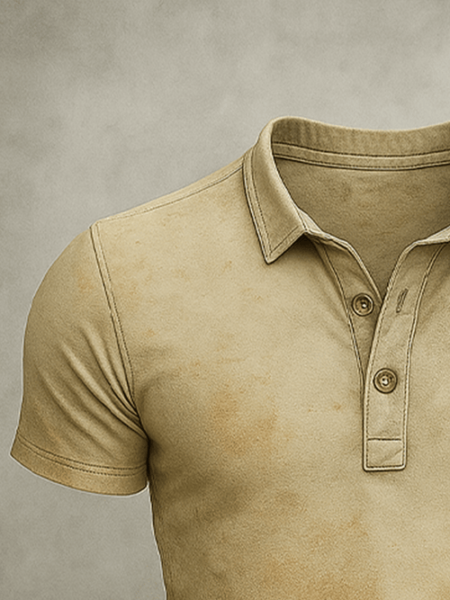 Men's Basic Everyday Casual Retro Washed Distressed Short Sleeve POLO Shirt, Loose and Comfortable