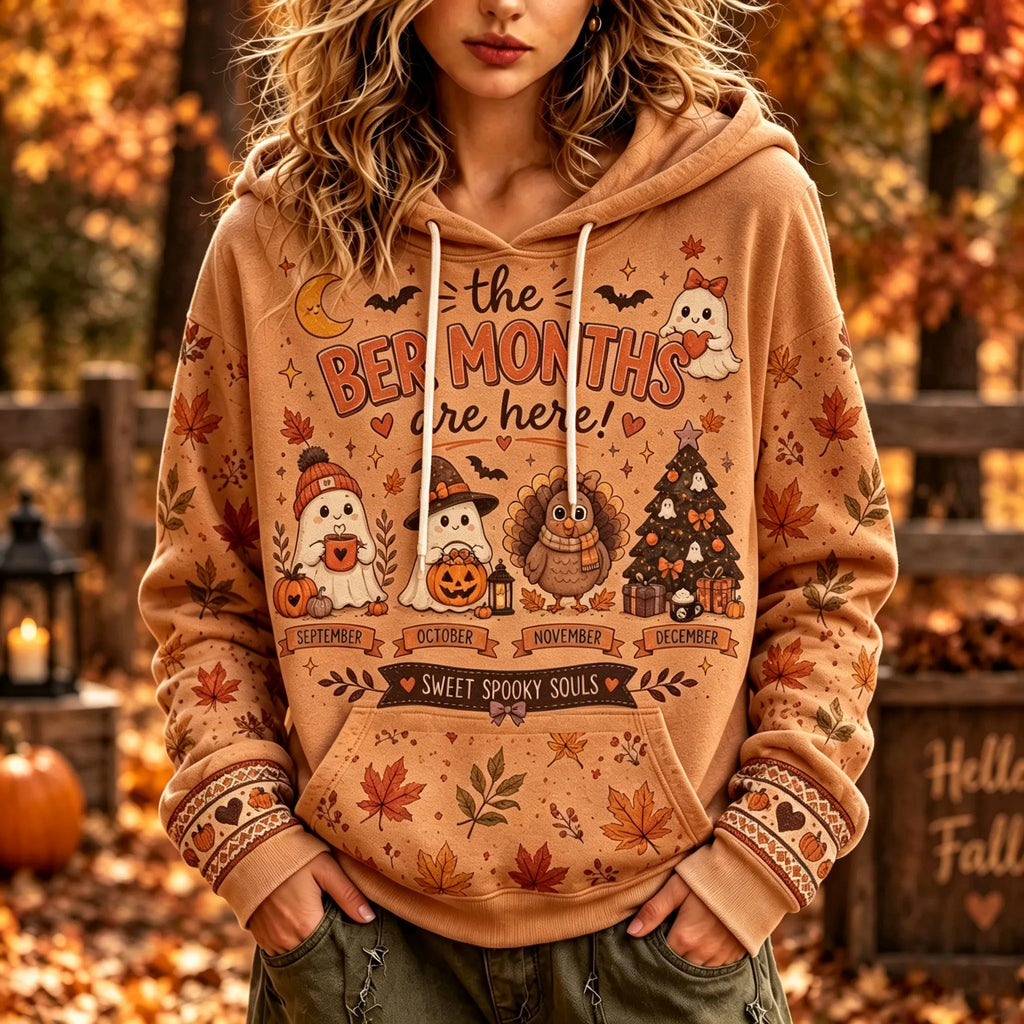 Women's Retro Ber Months Print Hoodie