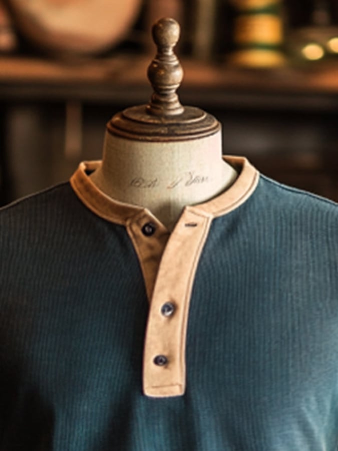 Men's waffle henley short sleeve t-shirt