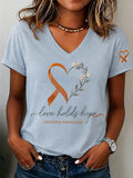 Women'S Casual Leukemia Awareness Print Short-Sleeve T-Shirt