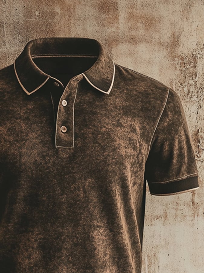 Men's vintage-wash short-sleeved polo shirt