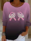 Women's October We Wear Pink Ghost Witch Breast Cancer Print Drop Shoulder Sweater