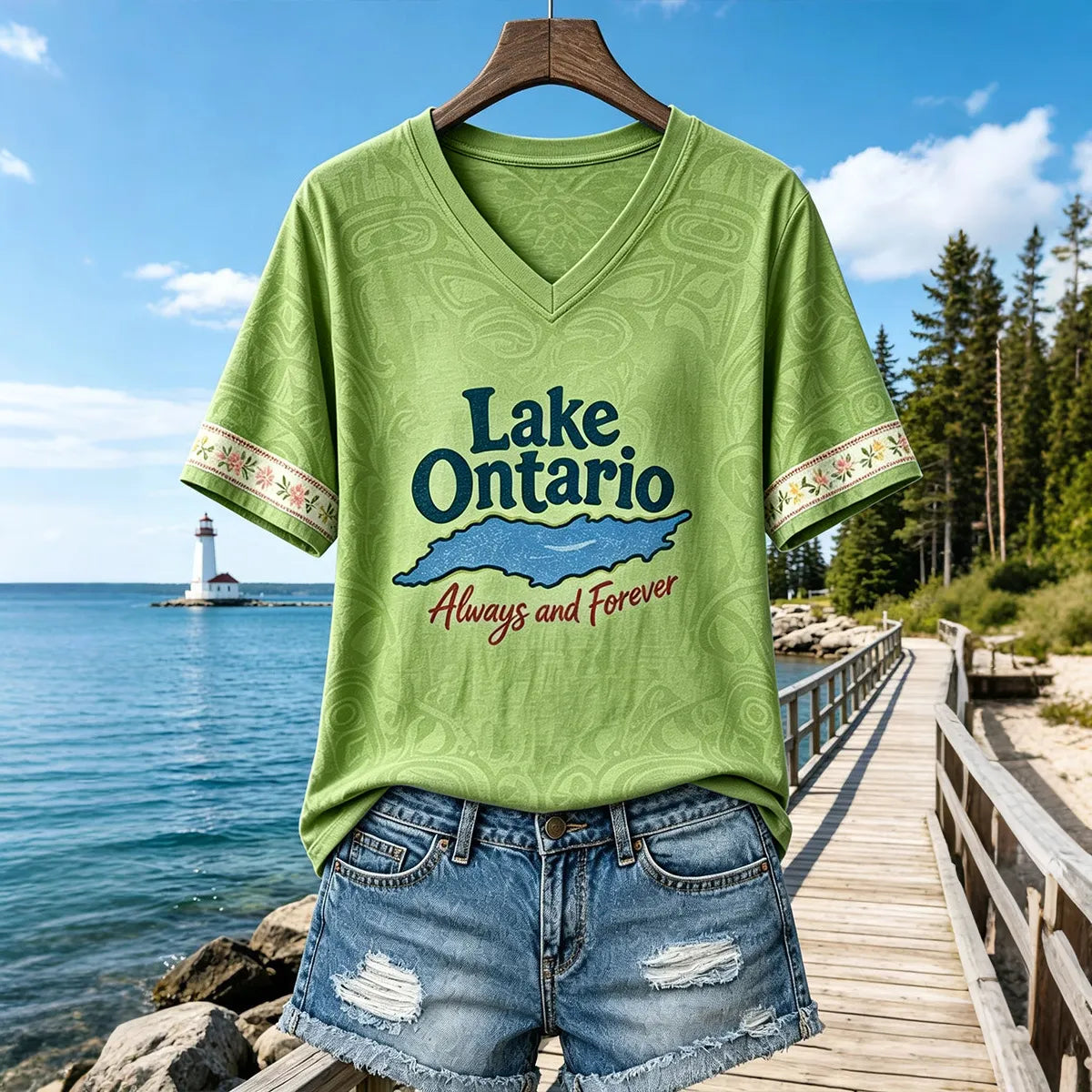 Women's Lake Ontario Casual Art Printed T-shirt