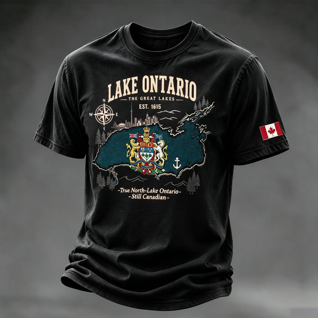 Men's Retro Lake Ontario Still Canadian Printed T-shirt