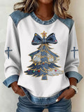 Women's Casual Christmas Tree Print Sweatshirt