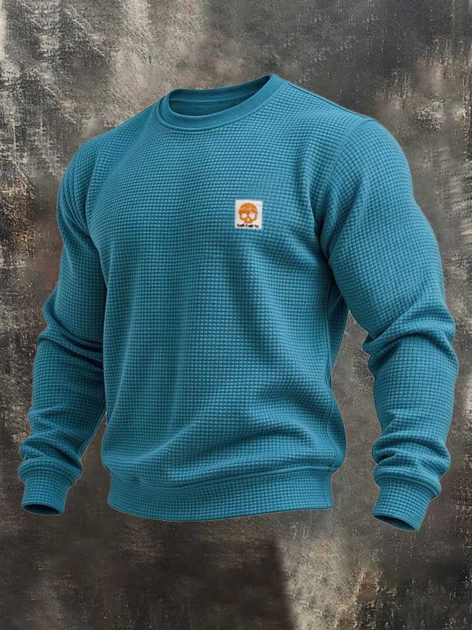 Men's Vintage Waffle-Knit Crewneck Sweatshirt