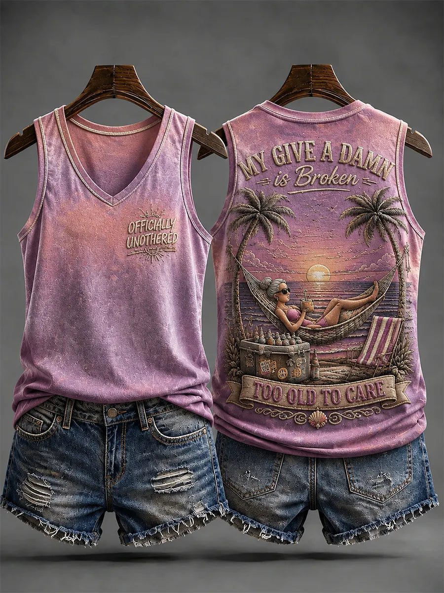 Women's Funny MY GIVE A DAMN IS BROKEN Print Tank Top